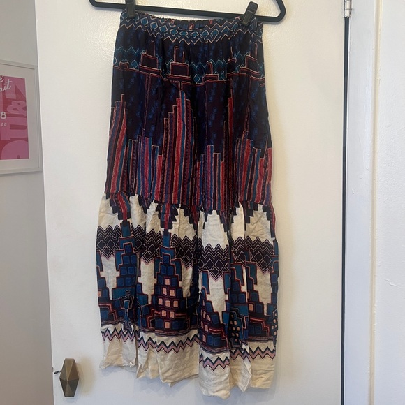 BA&SH Maris Geometric-Print High-Waist Jacquard Midi Skirt Bleu - Picture 6 of 6